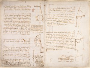 Arundel 263, f.67v, f.66 Note e diagrammi sulla meccanica, dal 