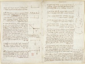 Arundel 263, f.8v, f.7 Note e diagrammi sulla meccanica da Leonardo da Vinci