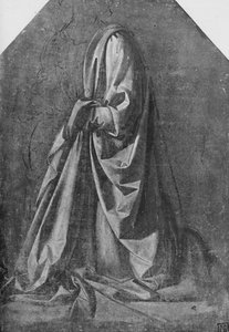 Calco di drappeggio per una figura inginocchiata a sinistra, c1475 1945 da Leonardo da Vinci