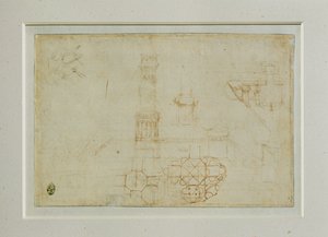 Due studi di un edificio a pianta centrale ... da Leonardo da Vinci