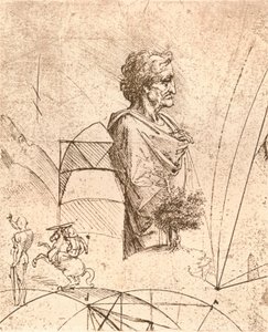 Disegno di un busto e schizzi minori da Leonardo da Vinci