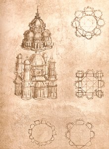 Disegno di chiese, c1472-c1519 1883 da Leonardo da Vinci