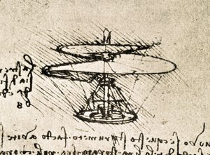 Estratto da un manoscritto di Da Vinci che descrive il principio e la costruzione della "Vite aerea (elicottero)" (manoscritto) da Leonardo da Vinci
