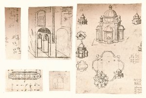 Cinque disegni architettonici, c1472-c1519 1883 da Leonardo da Vinci