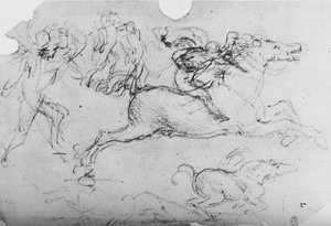 Cavaliere al galoppo e altre figure da Leonardo da Vinci