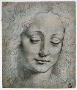 Testa di un ragazzo con corona di foglie alla maniera di Verrocchio da Leonardo da Vinci