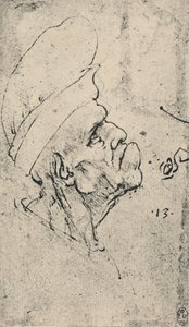 Profilo grottesco di un uomo con cappello a destra, c1480 da Leonardo da Vinci