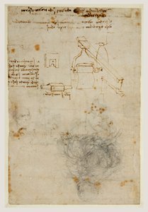 Testa di un vecchio e studi di macchinari, c.1503-06
