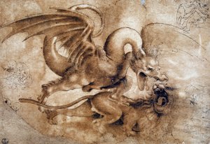 Combattimento tra un leone e un drago da Leonardo da Vinci