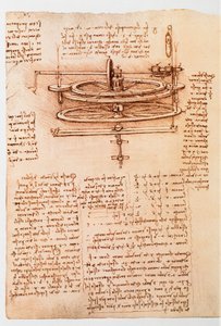 Ms 8937 fol.142r Studio per una ruota idraulica, 