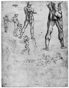 Studi di nudi per La Battaglia di Anghiari, c1503-1505 da Leonardo da Vinci