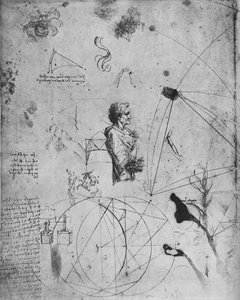 Profilo di un vecchio, piante, figure geometriche, ecc., c1480 da Leonardo da Vinci