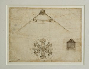 Progetto per una tomba a pianta centrale; prospetto ... da Leonardo da Vinci