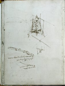 Scienza e tecnologia: manoscritto sulle macchine volanti, antenato dell