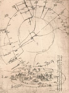 Mappa schizzo di Milano, c1472-c1519 1883 da Leonardo da Vinci