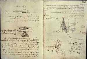 Studi per elica e macchine volanti da Leonardo da Vinci