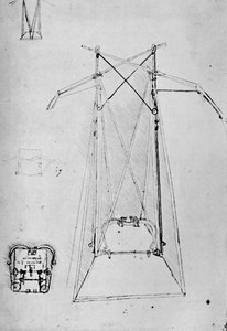 Studio del meccanismo di un apparecchio volante con pianta del meccanismo di base, 1928
