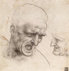 Studio di due teste di guerrieri per la battaglia di Anghiari da Leonardo da Vinci