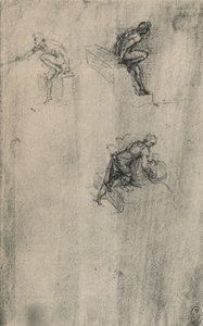 Due Nudi Seduti e una Donna che si Lava, c1480 1945 da Leonardo da Vinci