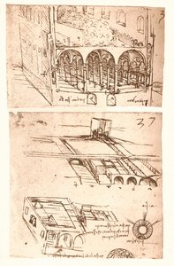 Due disegni architettonici, c1472-c1519 1883 da Leonardo da Vinci