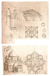 Due disegni architettonici, c1472-c1519 1883 da Leonardo da Vinci