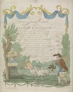 Lettera di desiderio con un contadino e le sue oche da Leonardus Schweickhardt