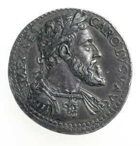 Testone di Carlo V (1500-58) Duca di Milano, inciso da Dye, 1535-56 (dritto) (argento)