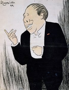 Attore Alexandre Coquelin, noto come Coquelin Cadet, in caricatura del 1899 di Leonetto Cappiello
