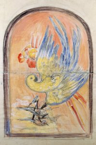Disegno preparatorio per il retro della sedia in stile Art Deco per il salone di Le Perroquet, gouache di Leonetto Cappiello (1875-1942), Italia, XX secolo