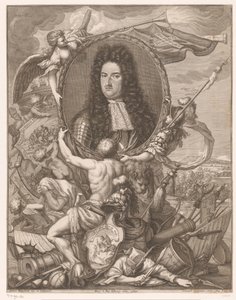 Ritratto di Eugenio di Savoia portato da figure allegoriche