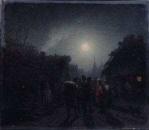 Davanti a una taverna. Scena notturna, 1860-1870