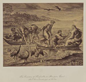 Il cartone animato di Raffaelle a Hampton Court. Il miracoloso pescaggio dei pesci. da Leonida Caldesi