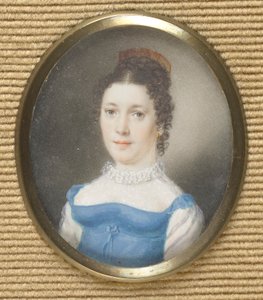 Dama in abito impero blu da Leopold Blonder