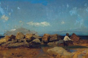 Costa marina con Monte Pellegrino vicino a Palermo da Leopold Carl Muller