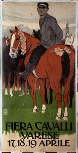 Poster pubblicitario per il mercato dei cavalli a Varese, Italia da Leopoldo Metlicovitz