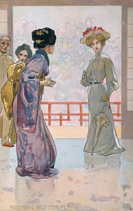 Cartolina creata per la prima di "Madame Butterfly", a Brescia da Leopoldo Metlicovitz