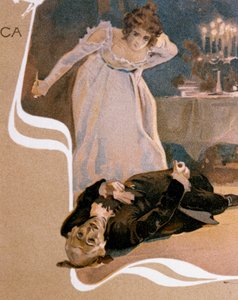 Cartolina illustrata da Leopoldo Metlicovitz raffigurante scene da Tosca, opera di Giacomo Puccini da Leopoldo Metlicovitz