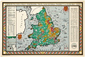 Una mappa di Inghilterra e Galles da Leslie MacDonald Gill