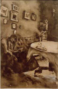 Interno con donna che legge