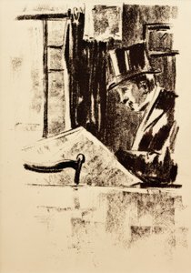 Lettore di giornale con cilindro da Lesser Ury