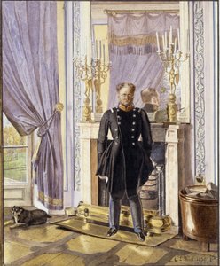 Ritratto del Granduca Costantino Pavlovich di Russia davanti al camino da Lev Ivanovich Kiel