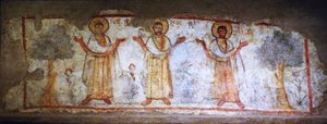 Affresco che mostra santi in adorazione, Cesarea, Israele, VI-VII secolo da Levantine School Levantine School