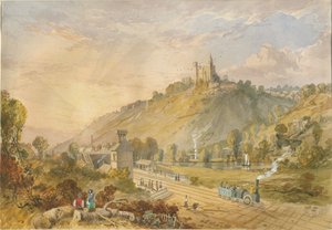 Alton - Dalla stazione ferroviaria: dipinto ad acquerello da Lewis John Wood