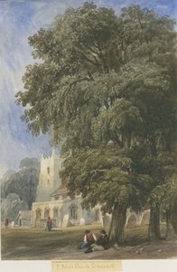 Chiesa di Caverswall: acquerello, nd [c1830-1840] da Lewis John Wood