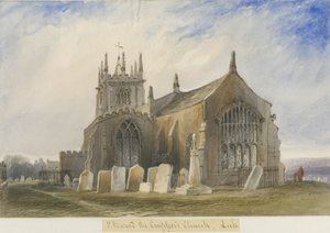 Chiesa di Leek: acquerello, nd [c1830-1840] da Lewis John Wood