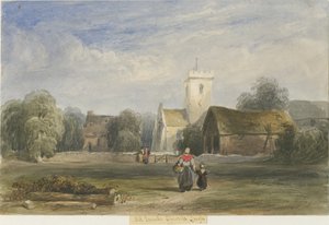 Chiesa di Leigh: acquerello, nd [c1830-1840] da Lewis John Wood