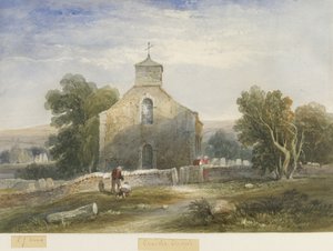 Chiesa di Onecote: acquerello, nd [c1830-1840] da Lewis John Wood