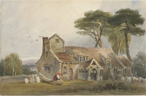 Chiesa di Rushton Spencer: acquerello, nd [c1830-1840] da Lewis John Wood