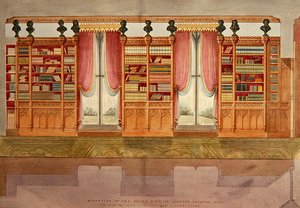 Elevazione del lato sud della biblioteca, Snelston Hall, Derbyshire