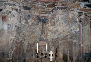 Affresco danneggiato nella chiesa di Kantanos, Creta, Grecia da Unbekannt Unbekannt